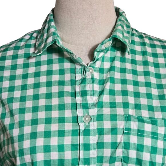J. Crew Green and White Gingham Checked Button Down Shirt - Picture 2 of 8